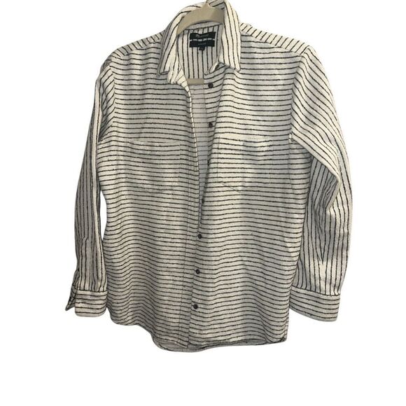 ✨Madewell Flannel Oversized Ex-Boyfriend Sz XS Shirt in Mick Striped✨ - Picture 6 of 10